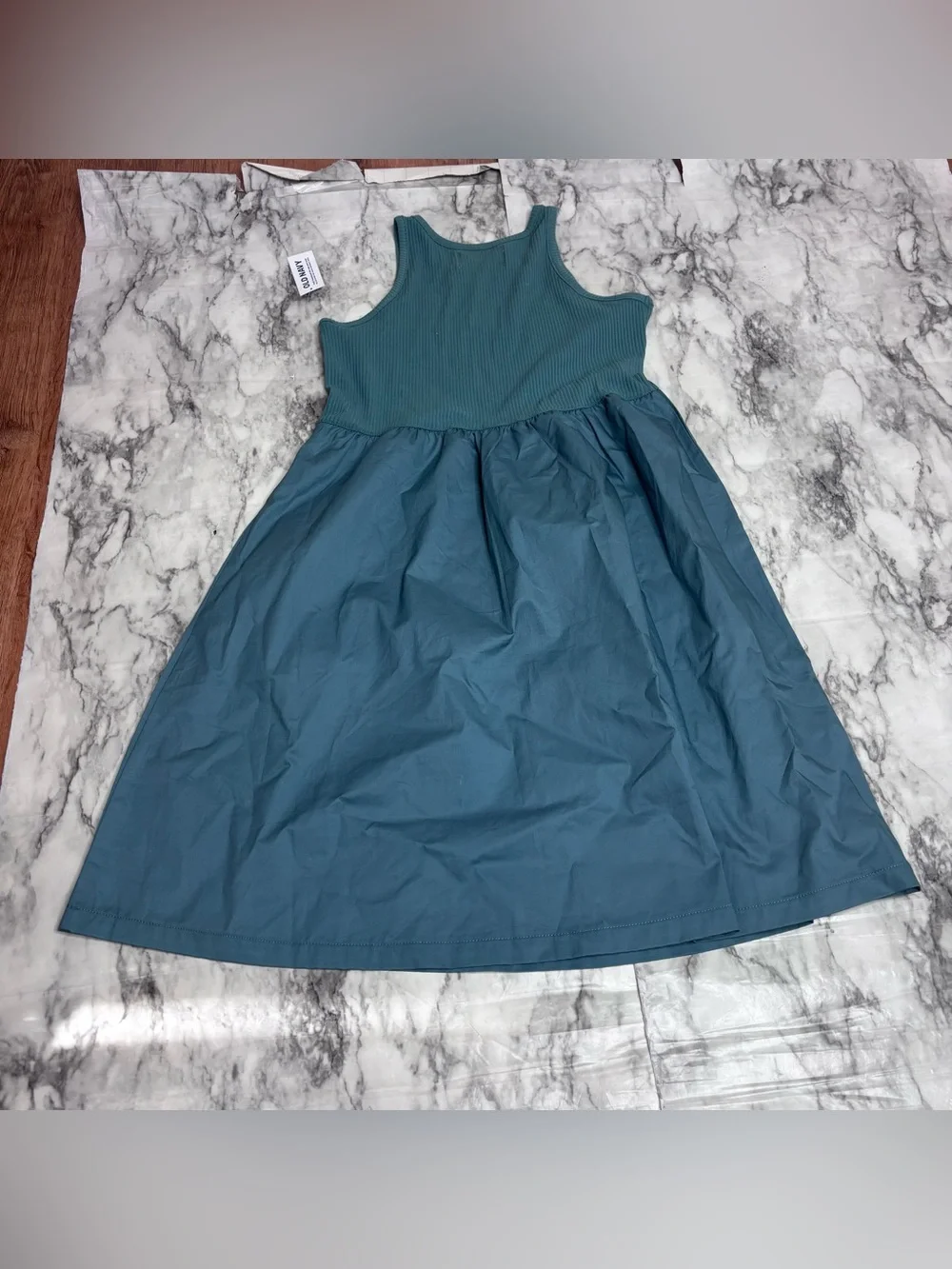 Old Navy Girls Teal green Sleeveless Ribbed Top Midi Dress size 10 NWT NEW